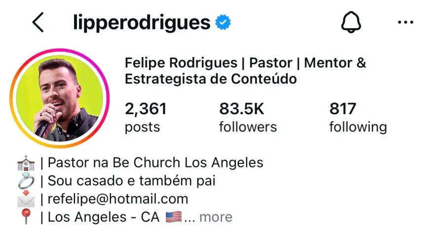 Perfil depois com crescimento de audiência